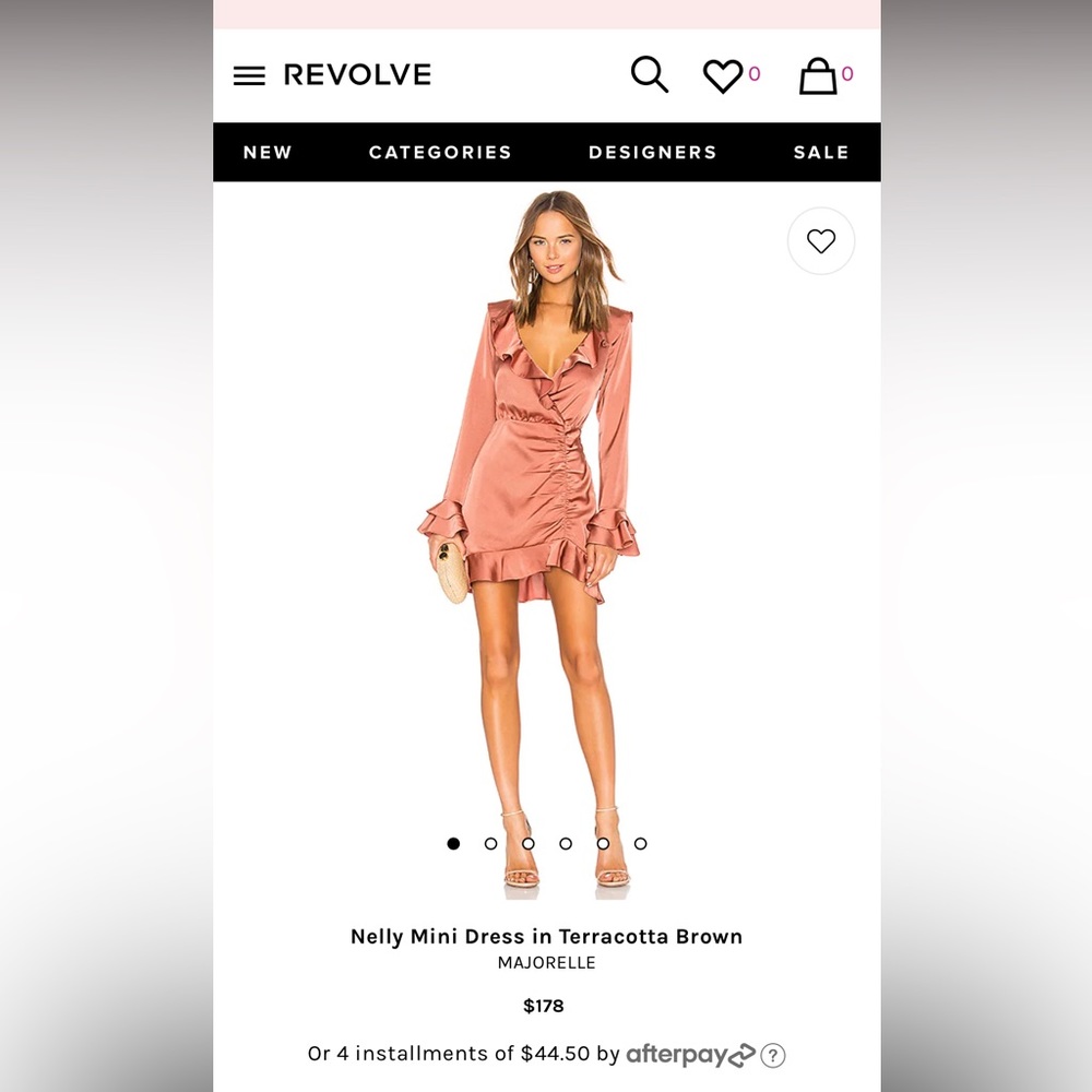 Revolve Nelly Mini Dress in Terracotta Brown